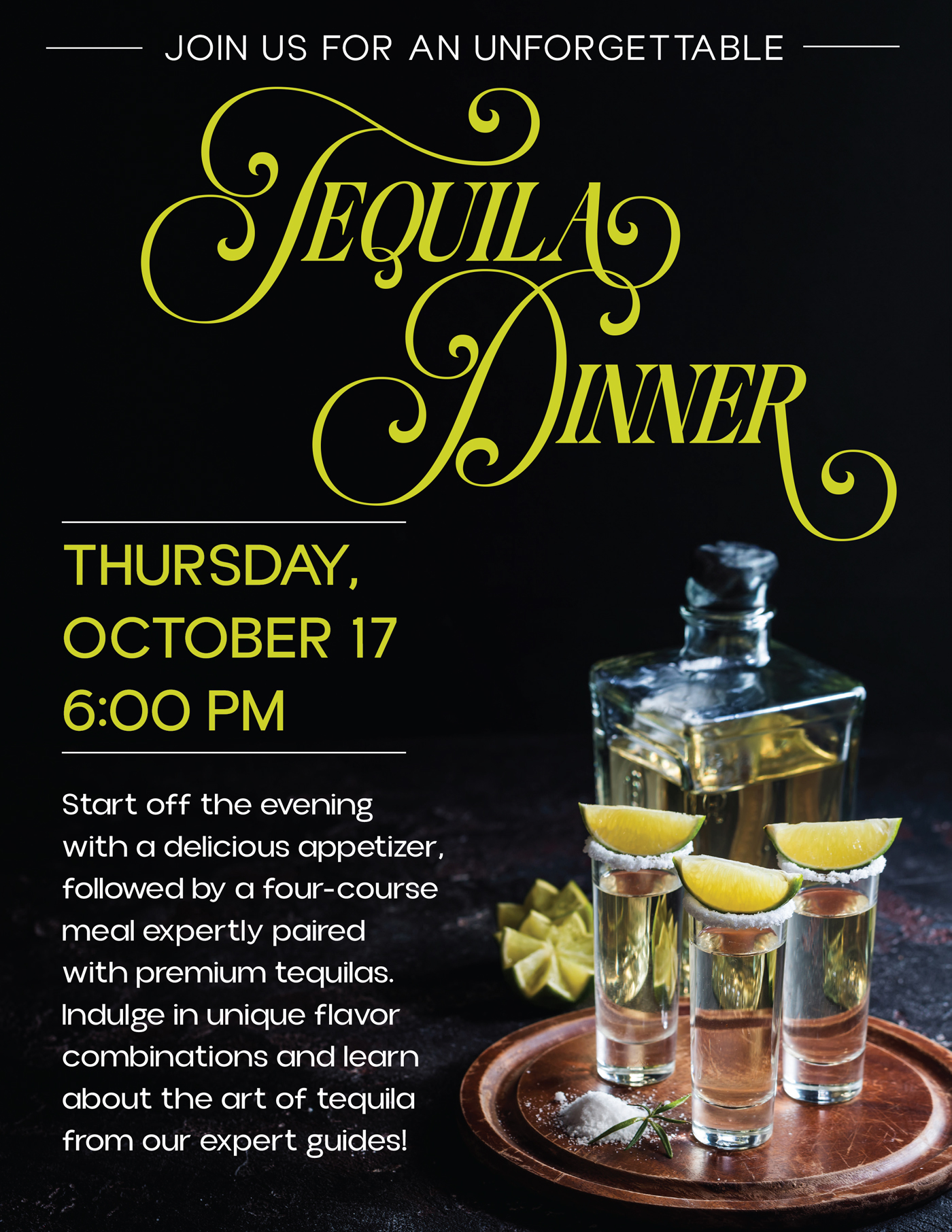 Woodland Golf Club Calendar Event Tequila Dinner